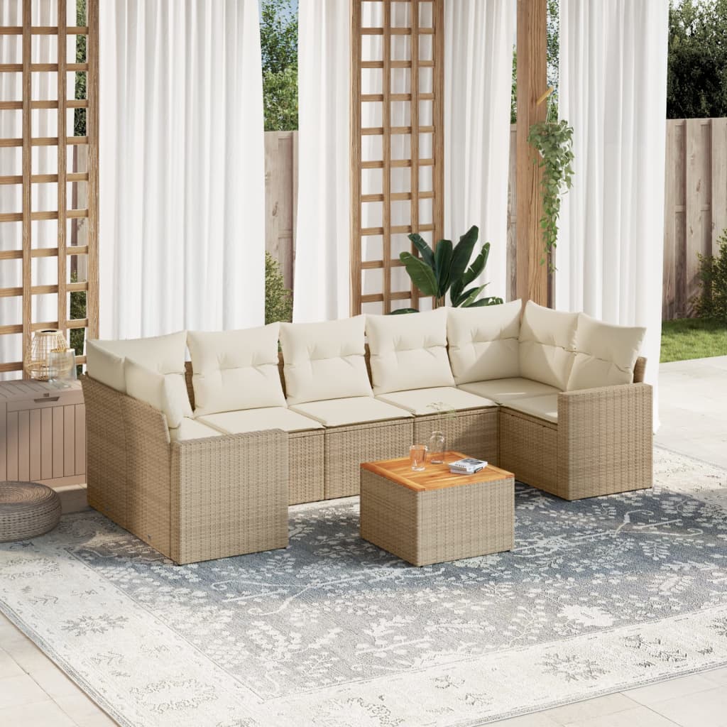 Set Mobilier De Grădină Cu Perne, 8 Piese, Negru, Poliratan