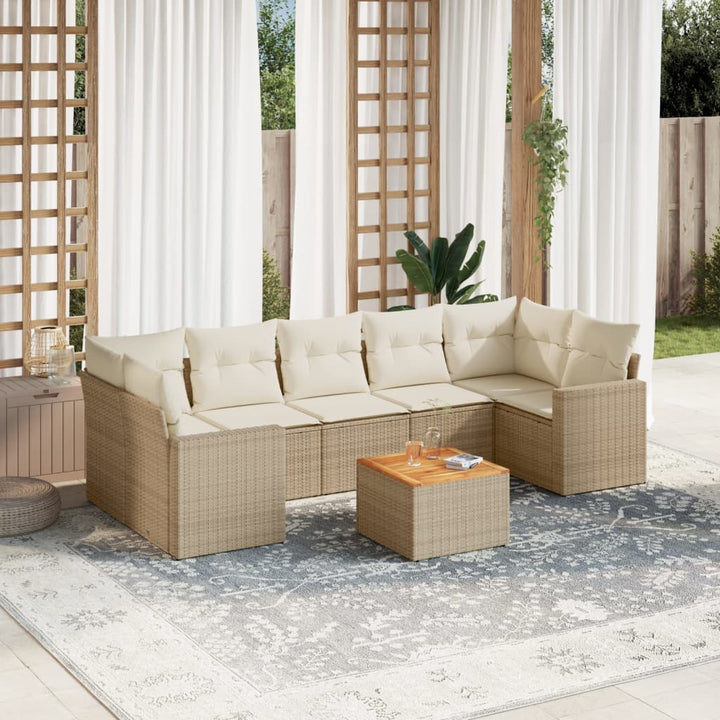Set Mobilier De Grădină Cu Perne, 8 Piese, Negru, Poliratan