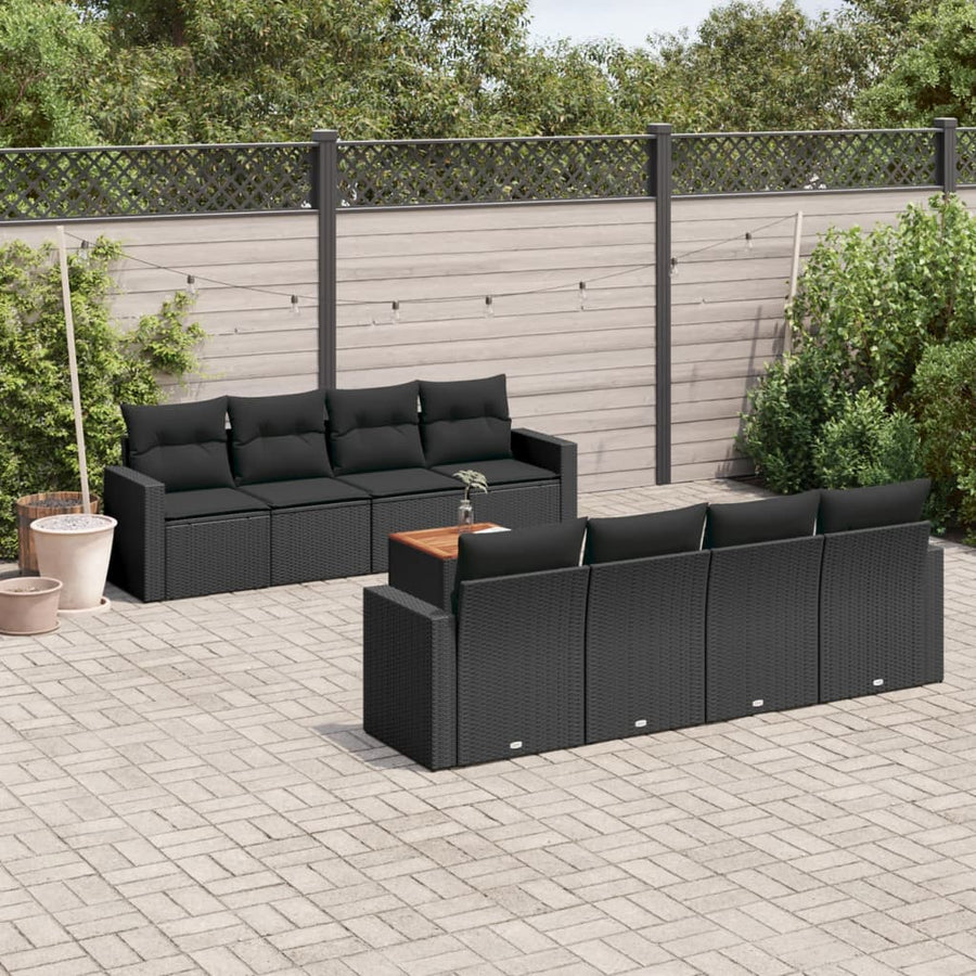 Set Mobilier De Grădină Cu Perne, 9 Piese, , Poliratan