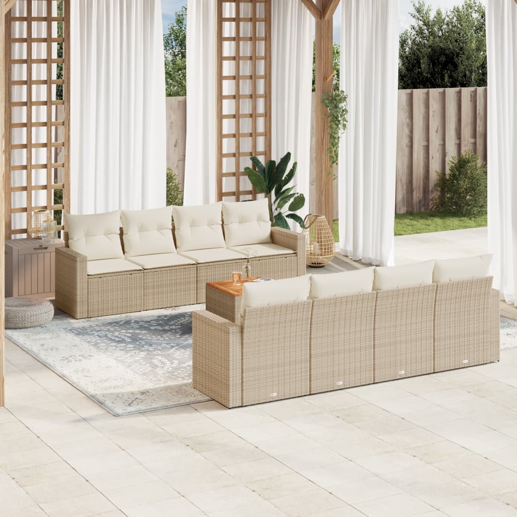 Set Mobilier De Grădină Cu Perne, 9 Piese, , Poliratan