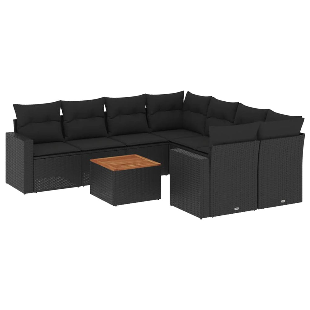 Set Mobilier De Grădină Cu Perne, 9 Piese, , Poliratan