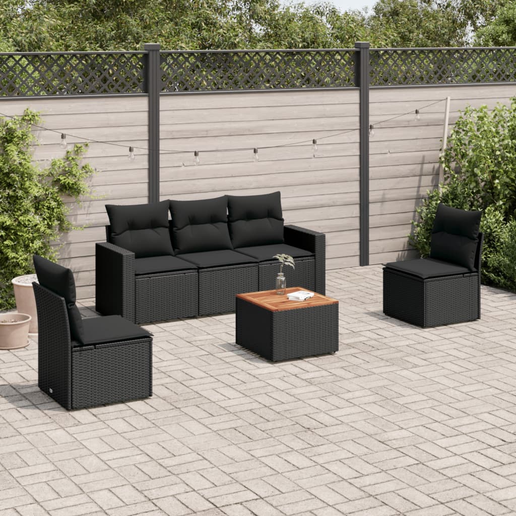 Set Mobilier Grădină Cu Perne, 6 Piese, , Poliratan