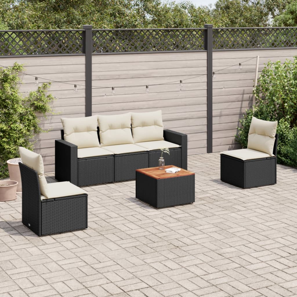 Set Mobilier Grădină Cu Perne, 6 Piese, , Poliratan