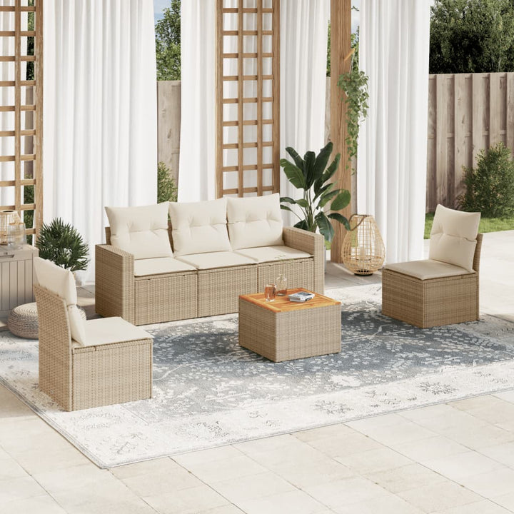 Set Mobilier Grădină Cu Perne, 6 Piese, , Poliratan