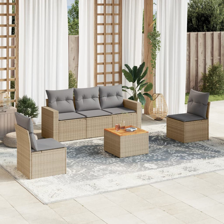 Set Mobilier Grădină Cu Perne, 6 Piese, , Poliratan