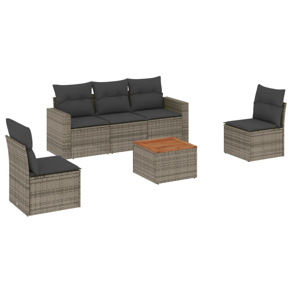 Set Mobilier Grădină Cu Perne, 6 Piese, , Poliratan