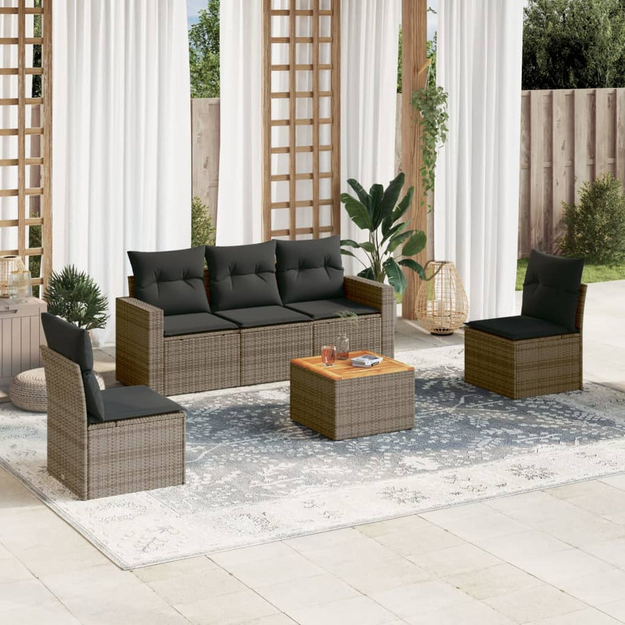Set Mobilier Grădină Cu Perne, 6 Piese, , Poliratan