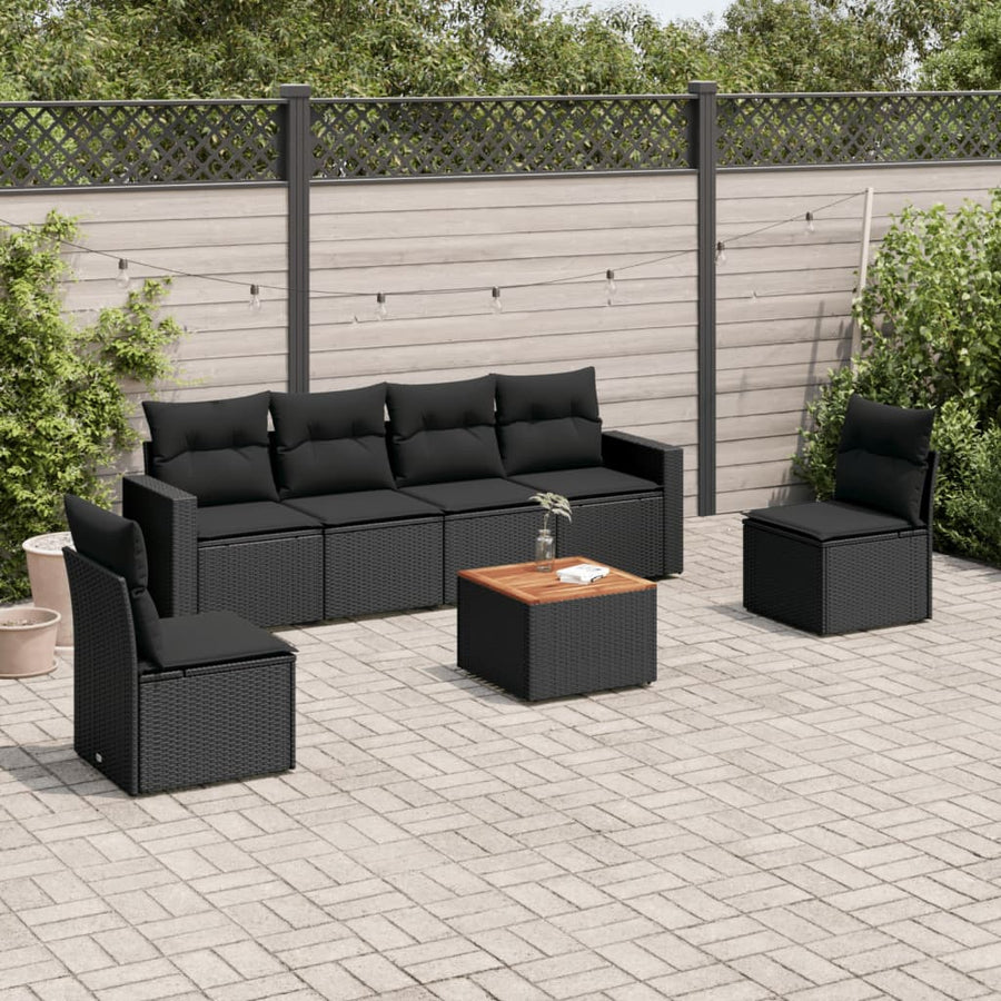 Set Canapele De Grădină Cu Perne, 7 Piese, , Poliratan