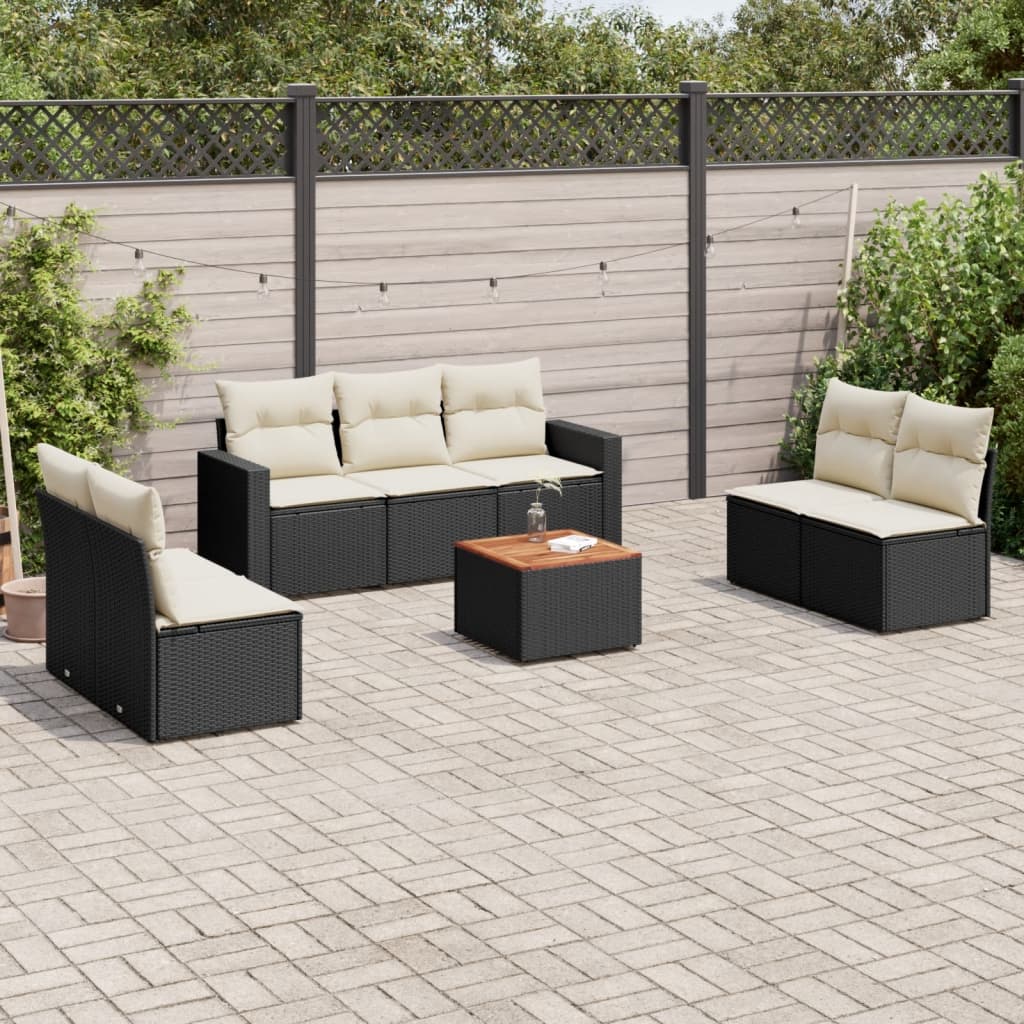 Set Canapele De Grădină Cu Perne, 8 Piese, , Poliratan