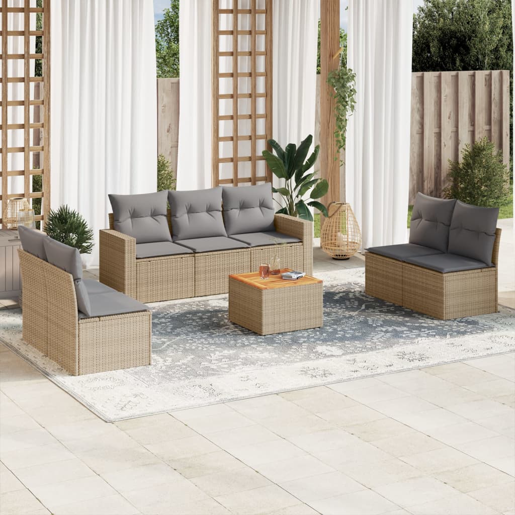 Set Canapele De Grădină Cu Perne, 8 Piese, , Poliratan
