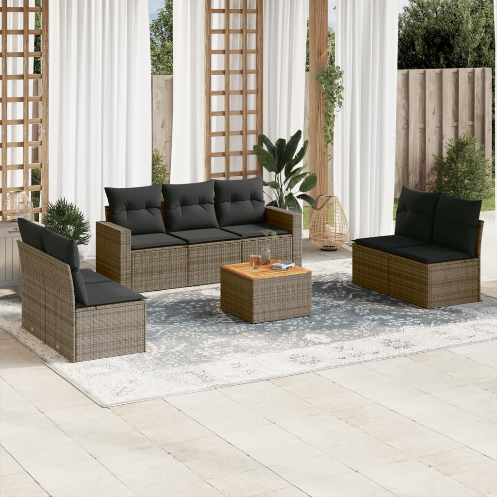 Set Canapele De Grădină Cu Perne, 8 Piese, , Poliratan