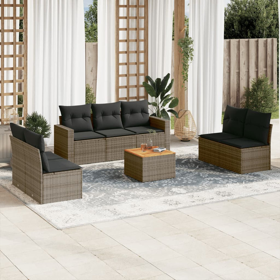 Set Canapele De Grădină Cu Perne, 8 Piese, , Poliratan