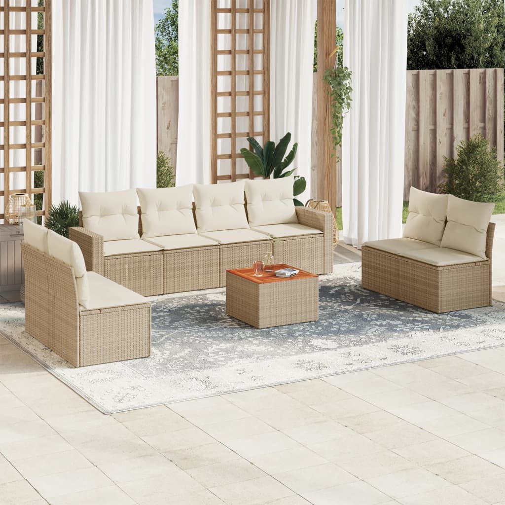 Set Canapele De Grădină, 9 Piese, Cu Perne, , Poliratan