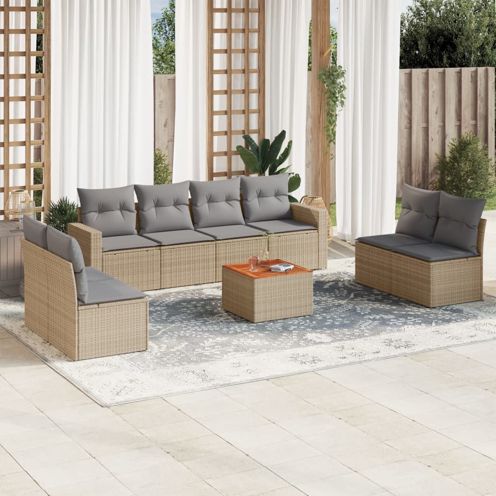 Set Canapele De Grădină, 9 Piese, Cu Perne, , Poliratan