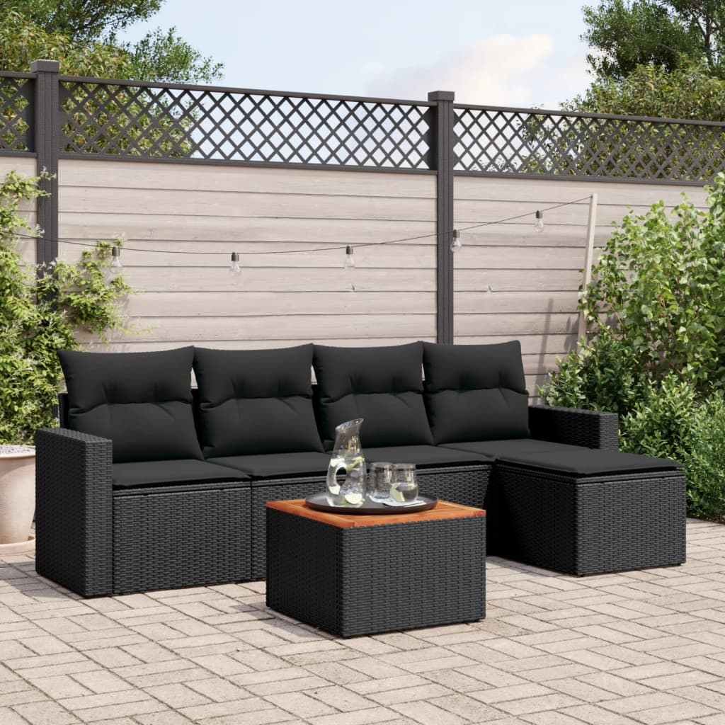 Set Mobilier Grădină Cu Perne, 6 Piese, , Poliratan