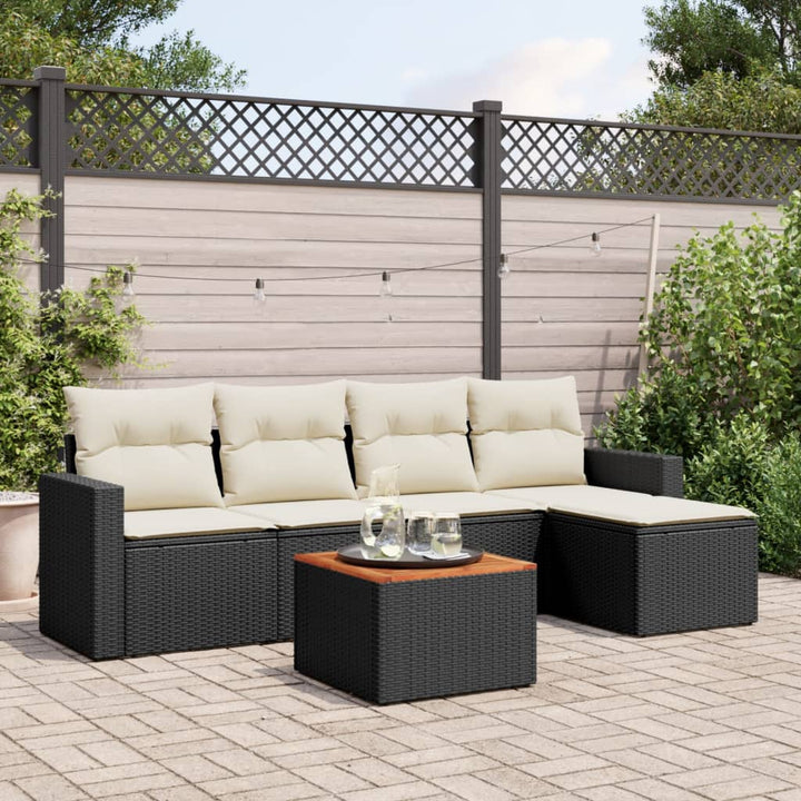 Set Mobilier Grădină Cu Perne, 6 Piese, , Poliratan