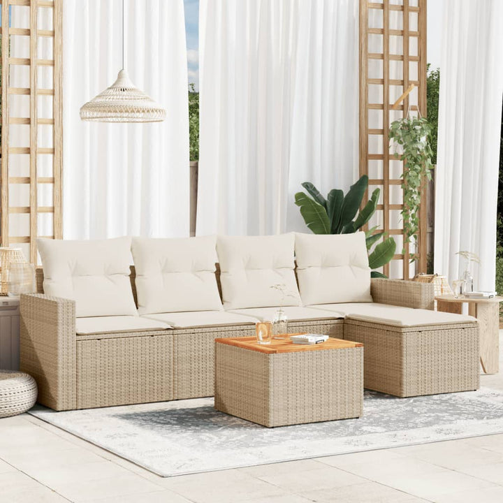 Set Mobilier Grădină Cu Perne, 6 Piese, , Poliratan