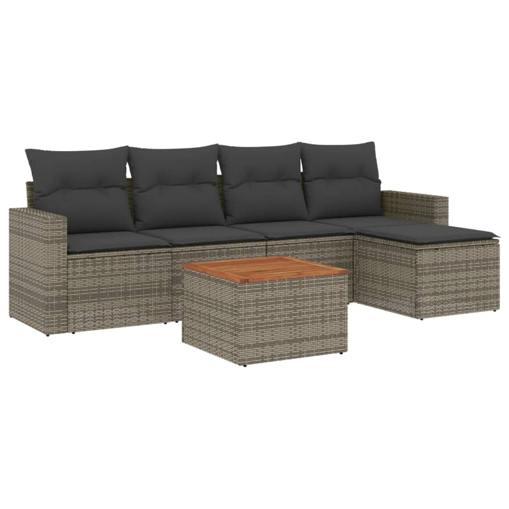 Set Mobilier Grădină Cu Perne, 6 Piese, , Poliratan