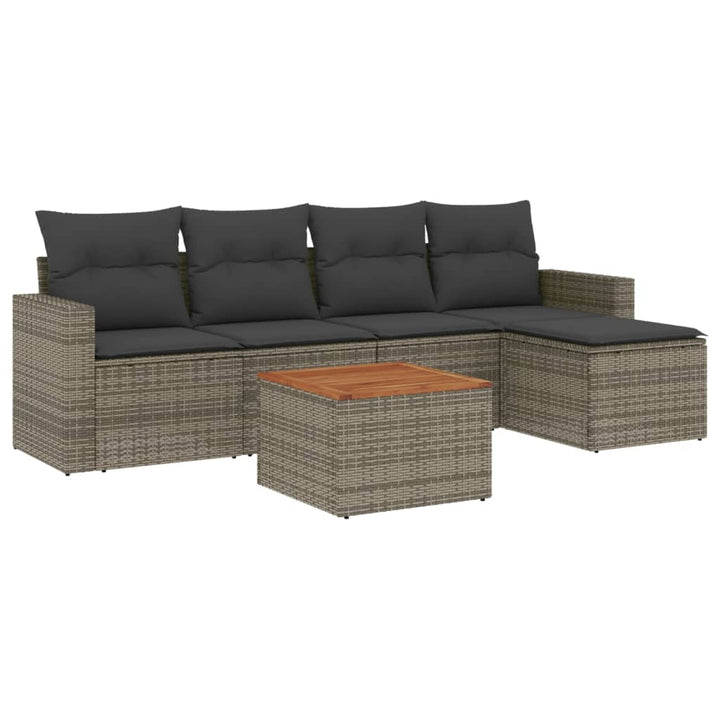Set Mobilier Grădină Cu Perne, 6 Piese, , Poliratan