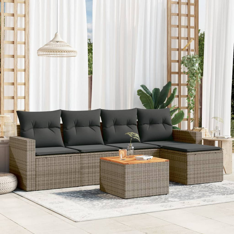 Set Mobilier Grădină Cu Perne, 6 Piese, , Poliratan