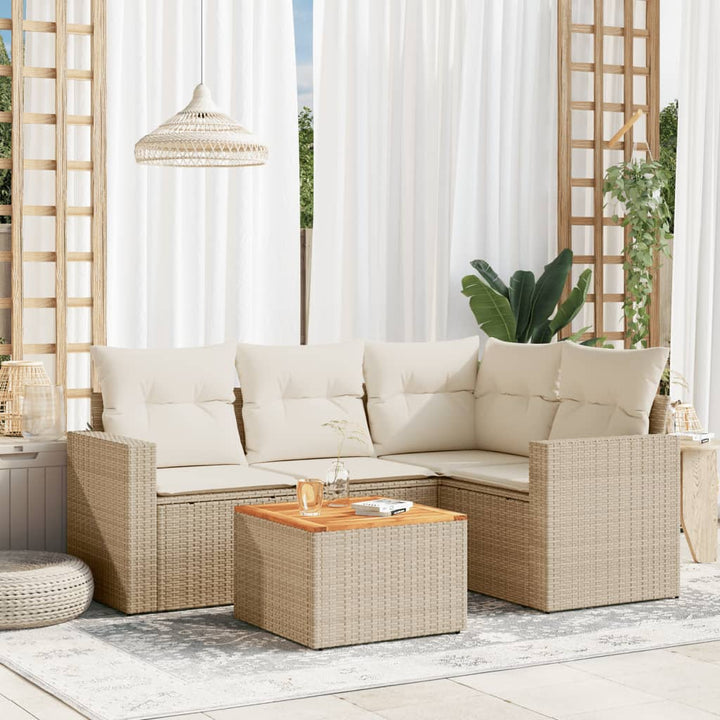 Set Mobilier De Grădină Cu Perne, 5 Piese, Negru, Poliratan