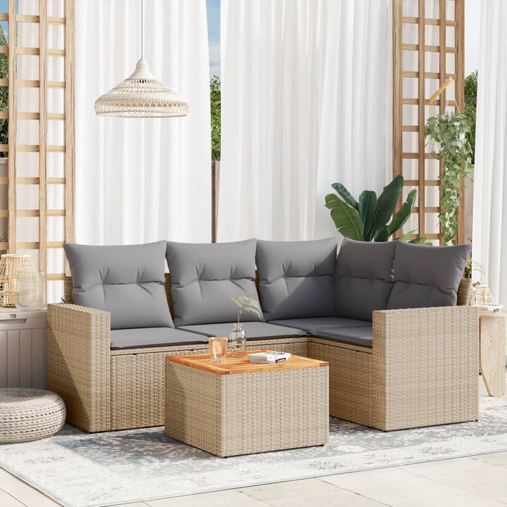 Set Mobilier De Grădină Cu Perne, 5 Piese, Negru, Poliratan