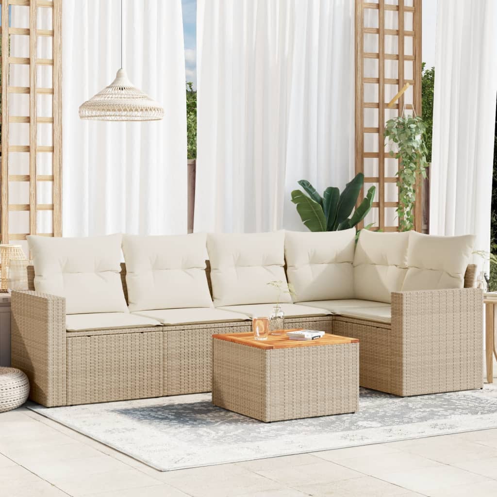 Set Mobilier De Grădină Cu Perne, 6 Piese, Negru, Poliratan