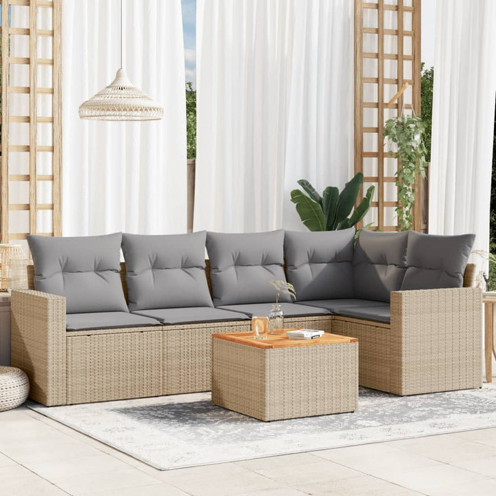 Set Mobilier De Grădină Cu Perne, 6 Piese, Negru, Poliratan