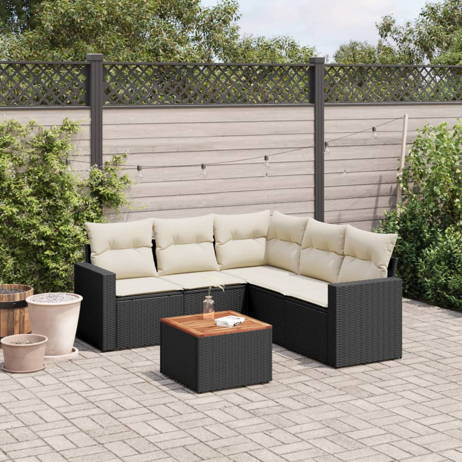 Set Mobilier De Grădină Cu Perne, 6 Piese, Negru, Poliratan