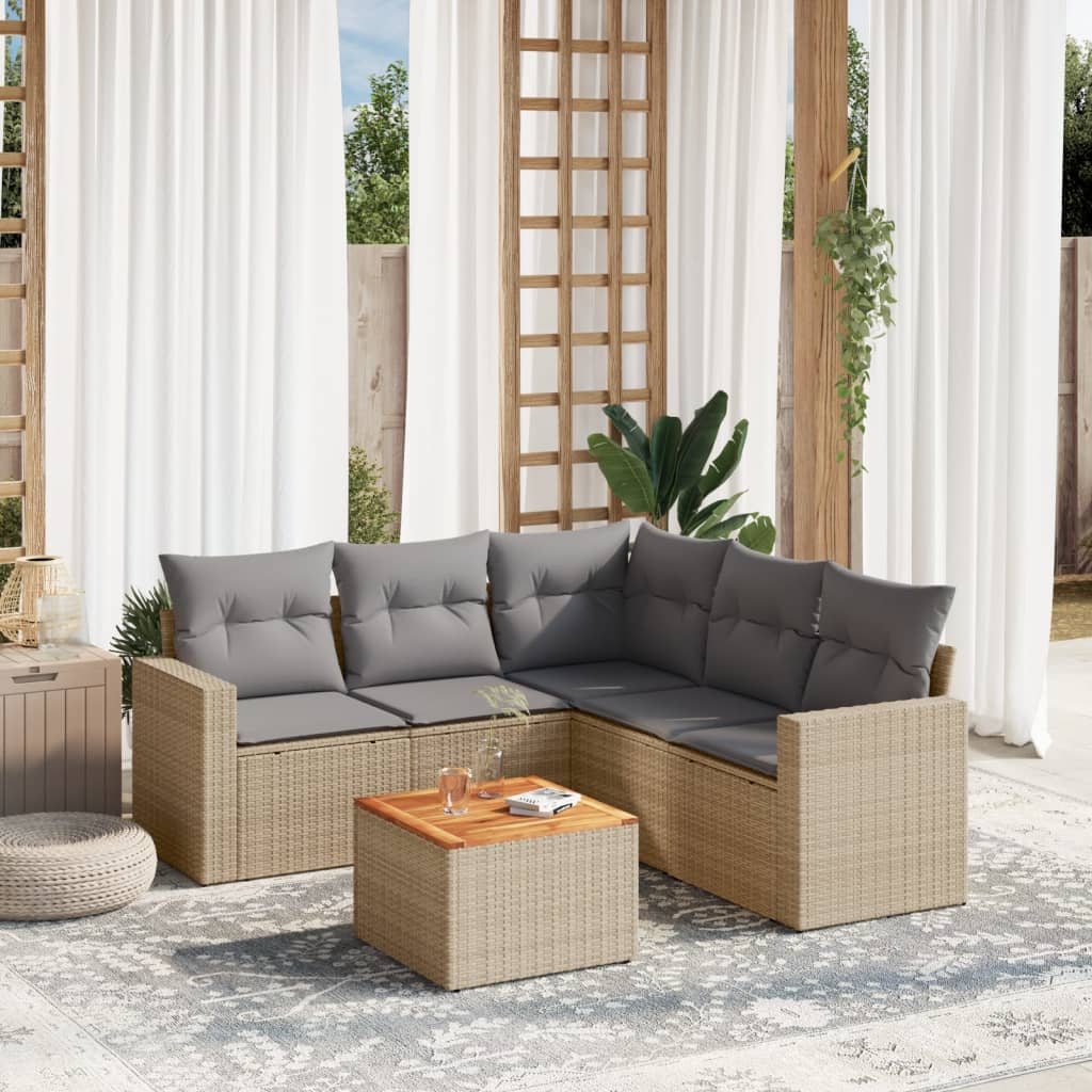 Set Mobilier De Grădină Cu Perne, 6 Piese, Negru, Poliratan