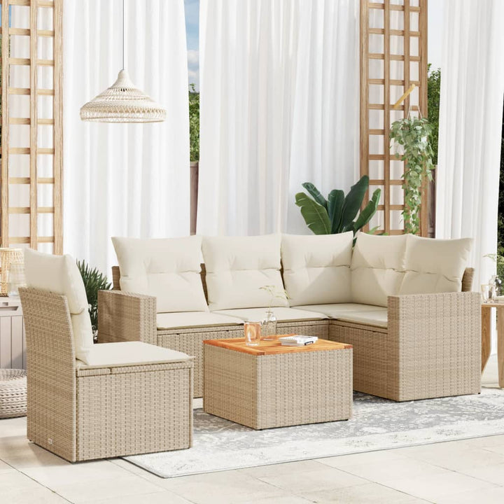 Set Mobilier De Grădină Cu Perne, 6 Piese, Negru, Poliratan