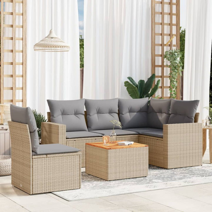 Set Mobilier De Grădină Cu Perne, 6 Piese, Negru, Poliratan