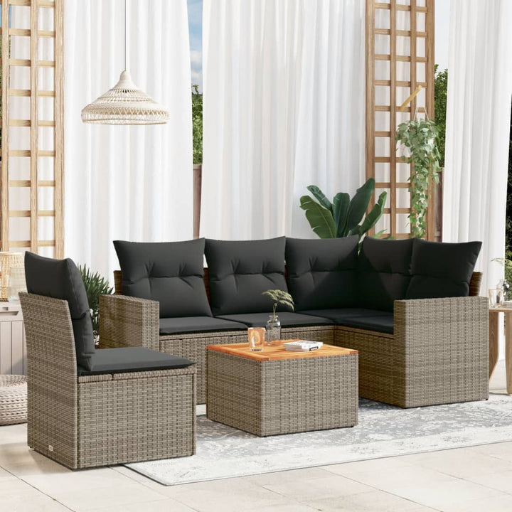 Set Mobilier De Grădină Cu Perne, 6 Piese, Negru, Poliratan