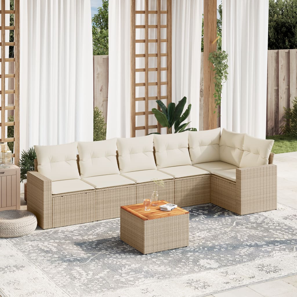 Set Canapele De Grădină, 7 Piese, Cu Perne, , Poliratan
