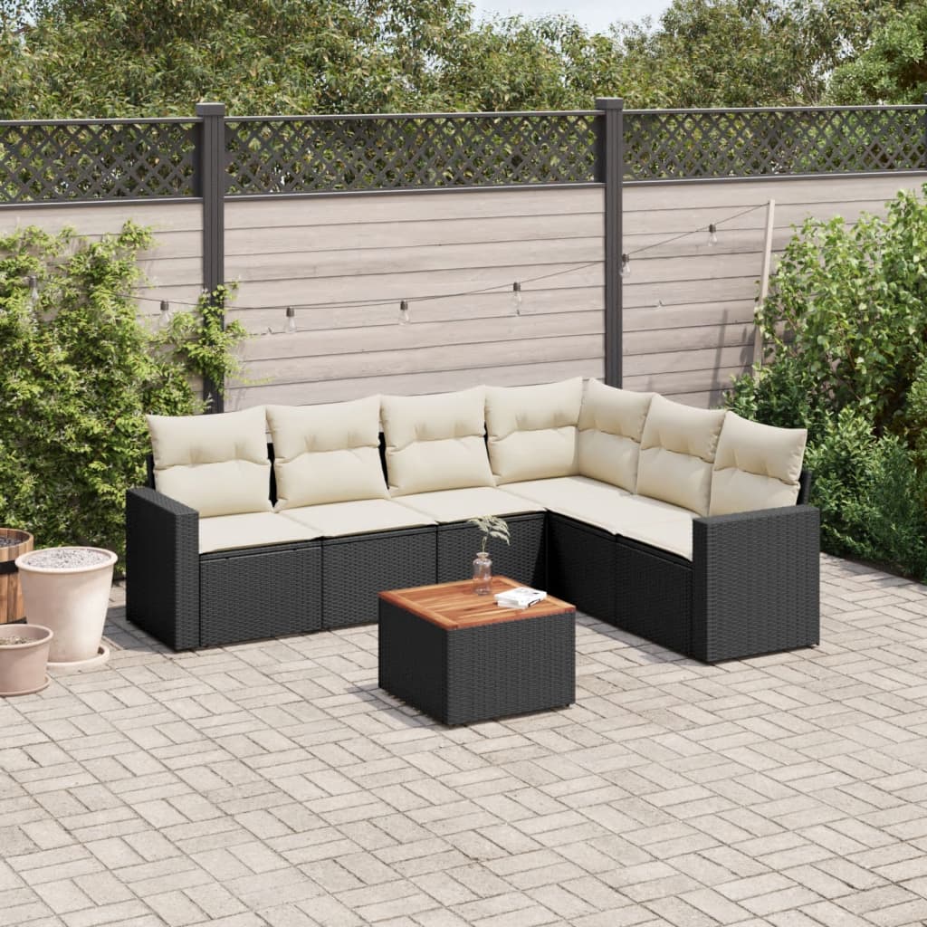 Set Canapele De Grădină, 7 Piese, Cu Perne, , Poliratan