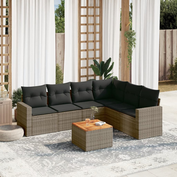 Set Canapele De Grădină, 7 Piese, Cu Perne, , Poliratan