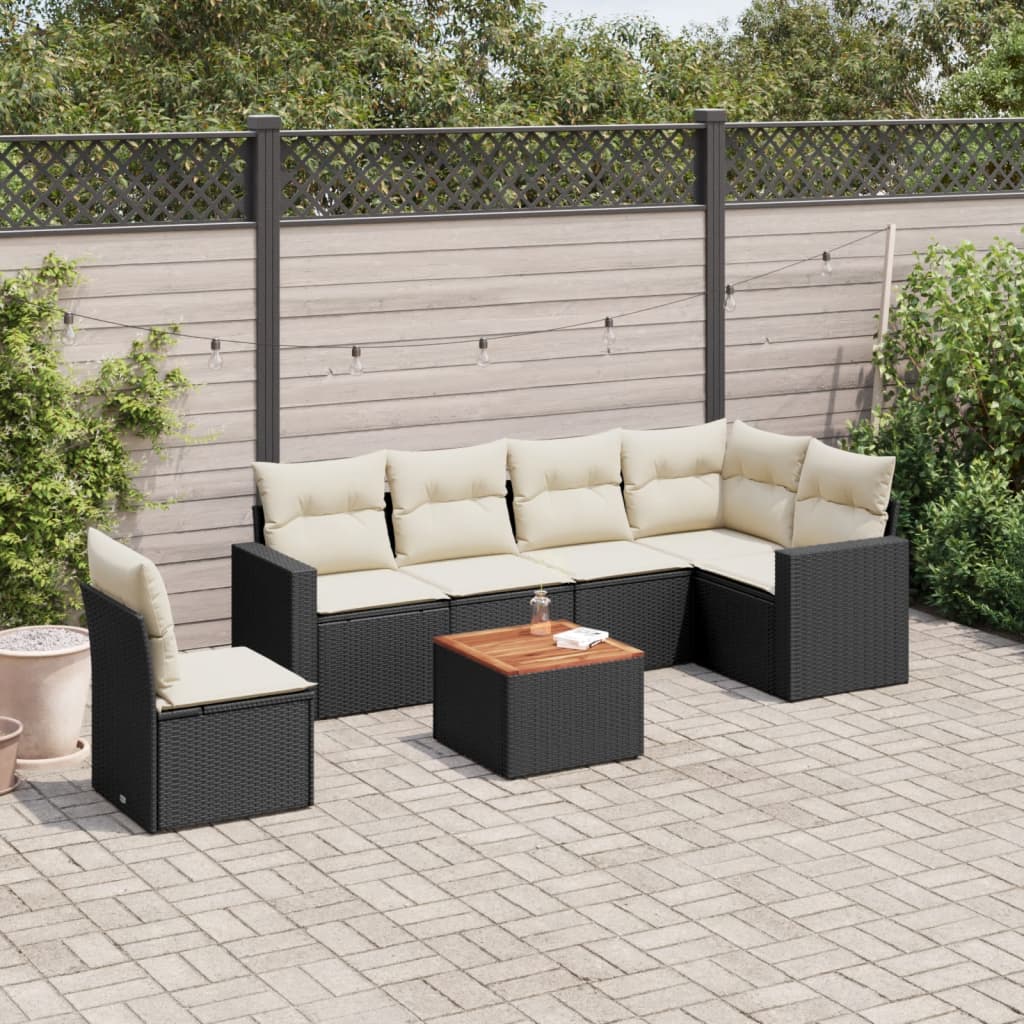 Set Canapele De Grădină, 7 Piese, Cu Perne, , Poliratan