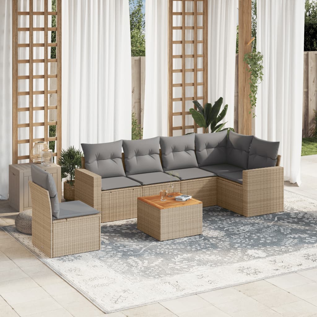 Set Canapele De Grădină, 7 Piese, Cu Perne, , Poliratan