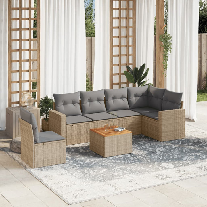 Set Canapele De Grădină, 7 Piese, Cu Perne, , Poliratan