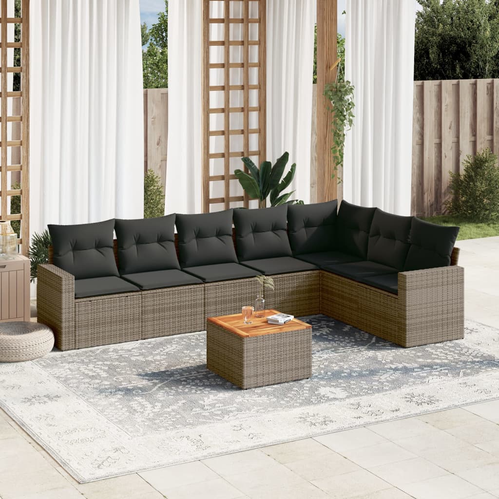 Set Canapele De Grădină Cu Perne, 8 Piese, , Poliratan