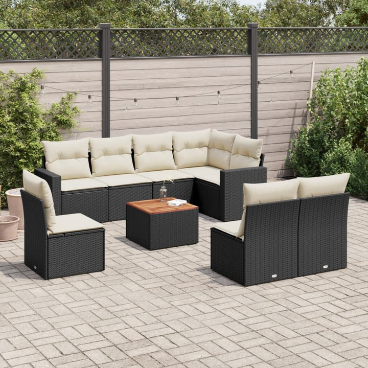 Set Canapele De Grădină, 9 Piese, Cu Perne, , Poliratan