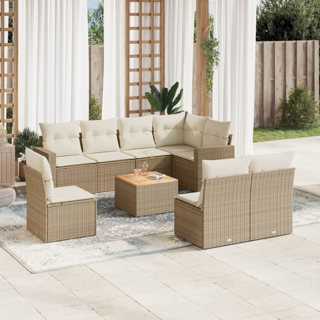 Set Canapele De Grădină, 9 Piese, Cu Perne, , Poliratan