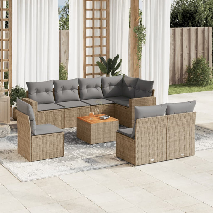 Set Canapele De Grădină, 9 Piese, Cu Perne, , Poliratan