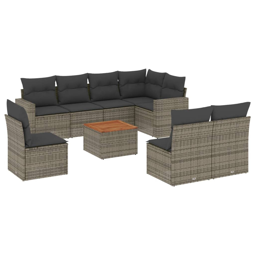 Set Canapele De Grădină, 9 Piese, Cu Perne, , Poliratan