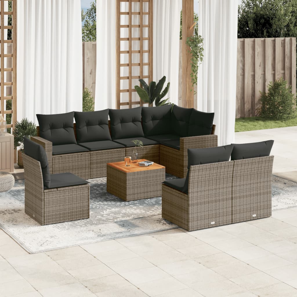 Set Canapele De Grădină, 9 Piese, Cu Perne, , Poliratan
