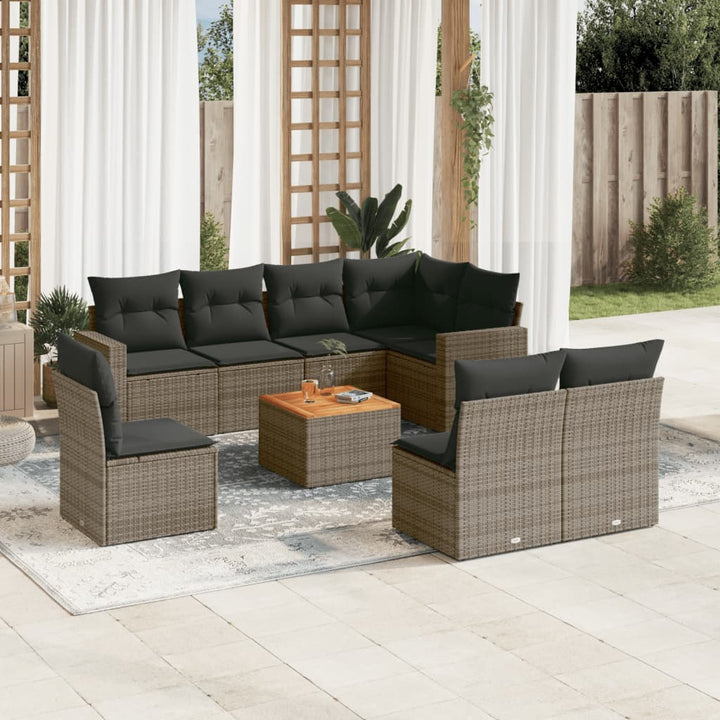 Set Canapele De Grădină, 9 Piese, Cu Perne, , Poliratan