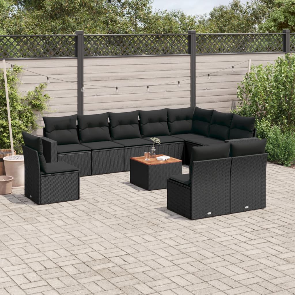Set Canapele De Grădină Cu Perne, 11 Piese, , Poliratan