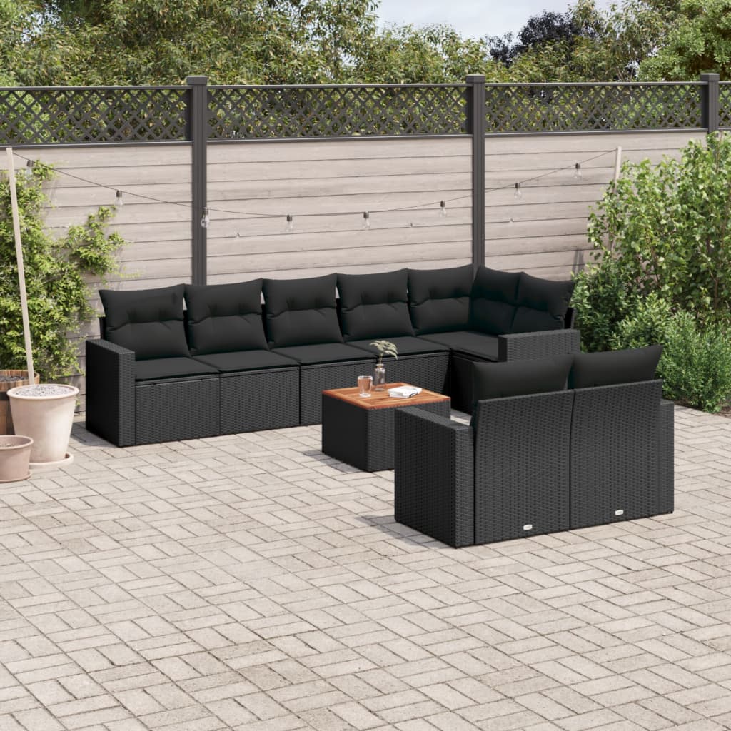 Set Canapele De Grădină, 9 Piese, Cu Perne, , Poliratan