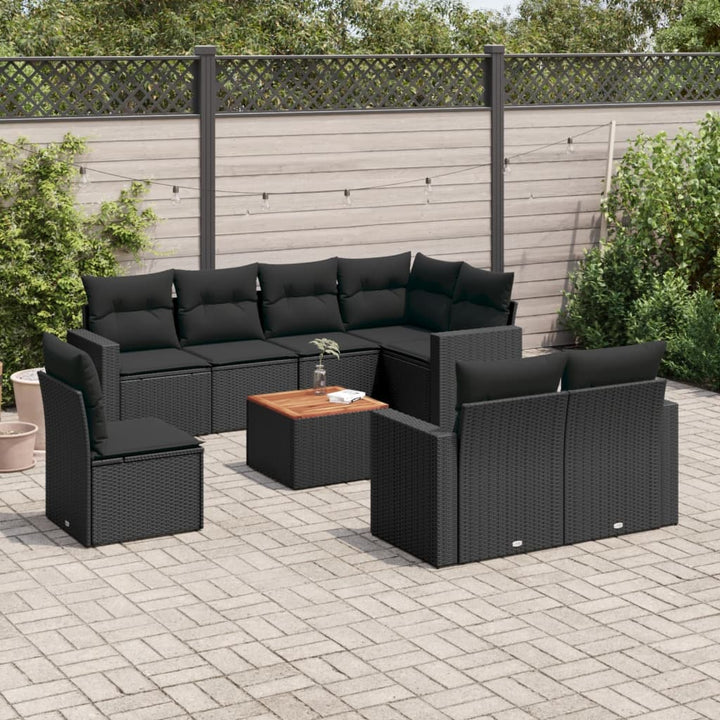 Set Canapele De Grădină, 9 Piese, Cu Perne, , Poliratan