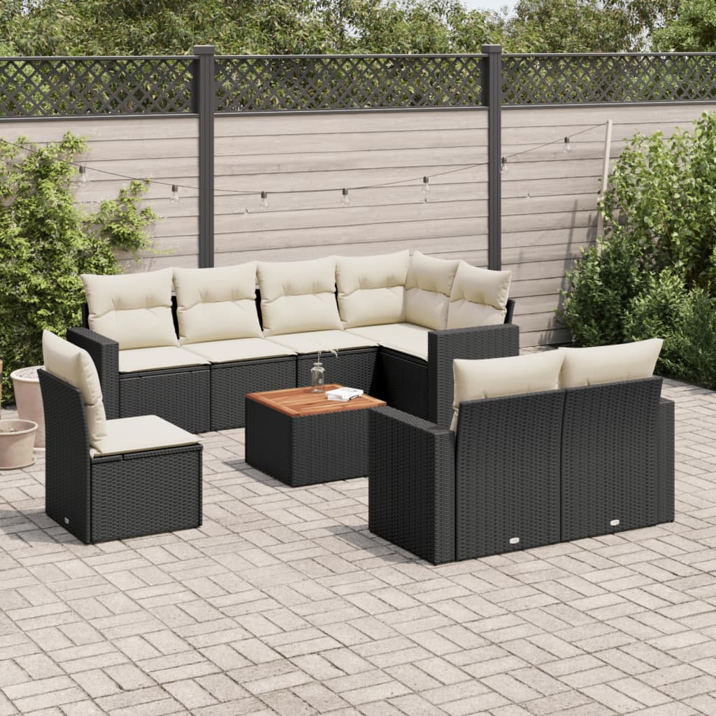 Set Canapele De Grădină, 9 Piese, Cu Perne, , Poliratan